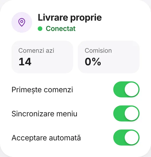 Livrarea proprie, fără comision, cu comenzile zilei