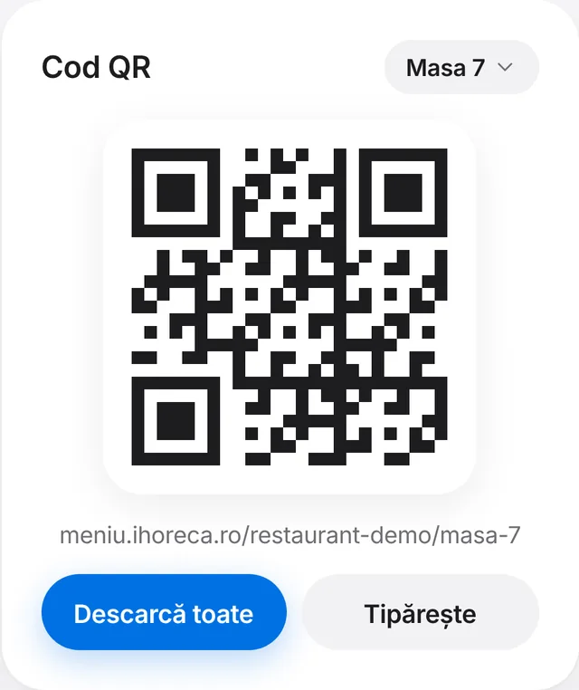 Cod QR pentru meniul de la masa 7
